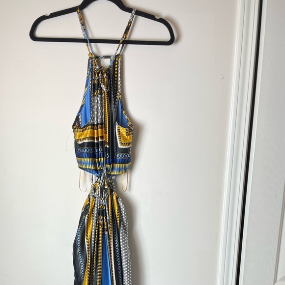 New Women's Blue & White Sleeveless Pleated Striped Maxi Dress Size Small - Picture 8 of 12